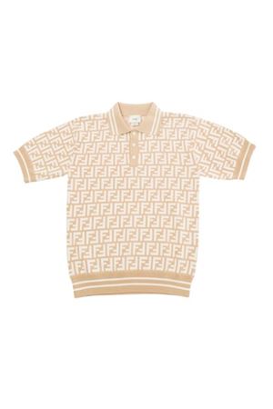 polo in cotone beige FENDI KIDS | JMG106AQUHF14OX